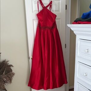 Elegant Red Backless Dress
